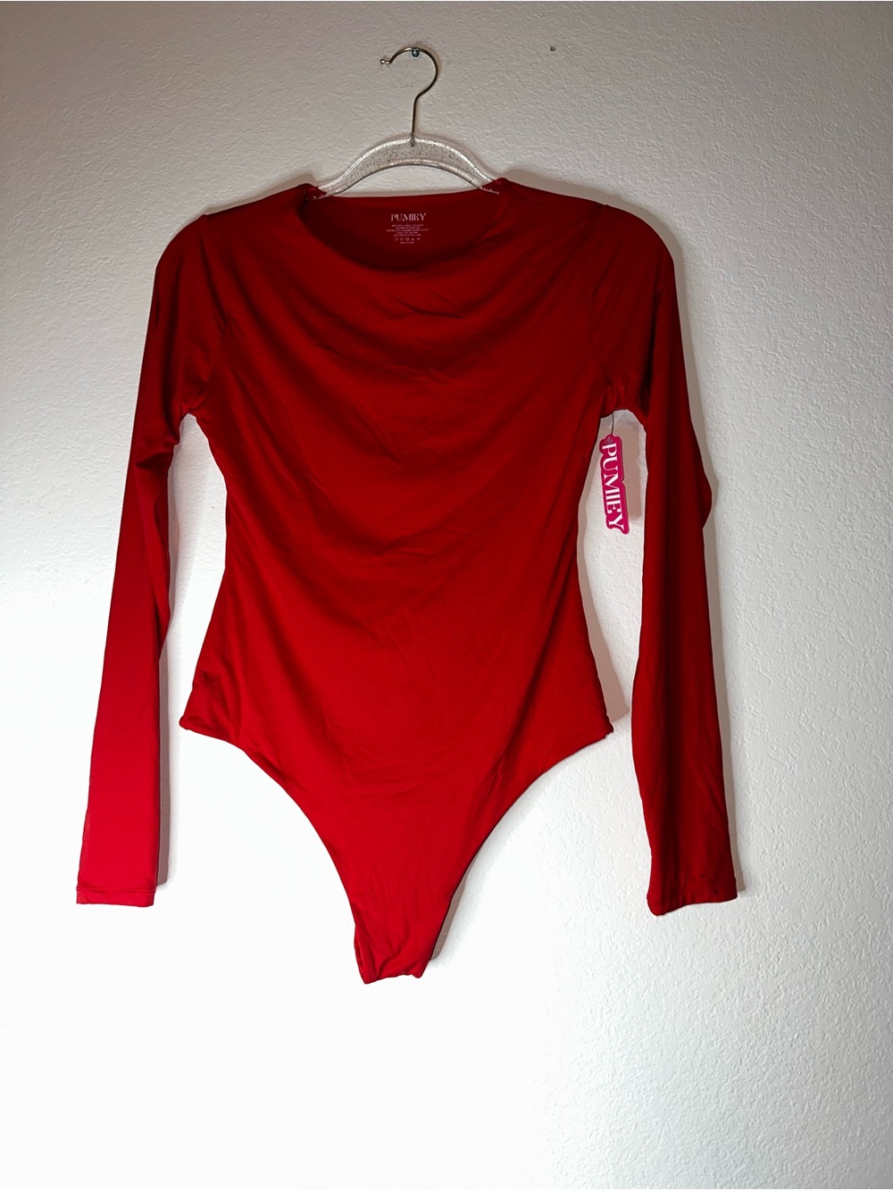 Pumiey Red Long-Sleeve Bodysuit